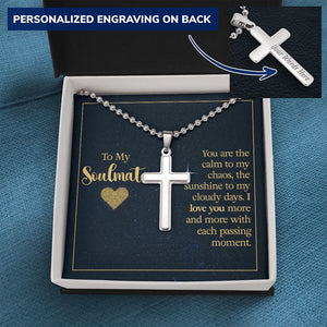 Personalized Cross with Ball Chain to my Soulmate