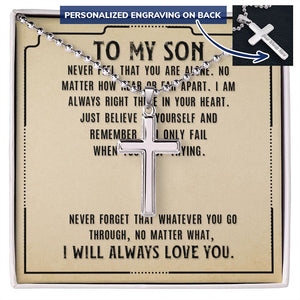Personalized Cross With Ball Chain To My Son