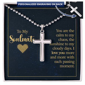 Personalized Cross with Ball Chain to my Soulmate